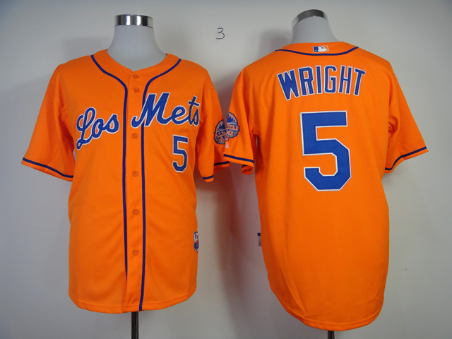 Men New York Mets 5 Wright Orange MLB Jerseys